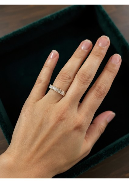 Ayarlanabilir Çelik Baget Taşlı Yüzük – Gold Renk / Aurora Collection