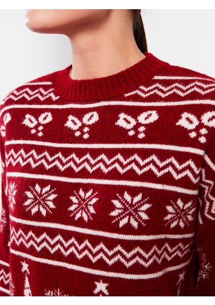 Yeni Sezon Bisiklet Yaka Yılbaşı Temalı Uzun Kollu Kadın Triko Kazak fırsatları