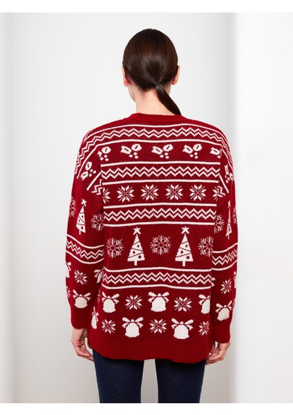 Yeni Sezon Bisiklet Yaka Yılbaşı Temalı Uzun Kollu Kadın Triko Kazak indirimleri