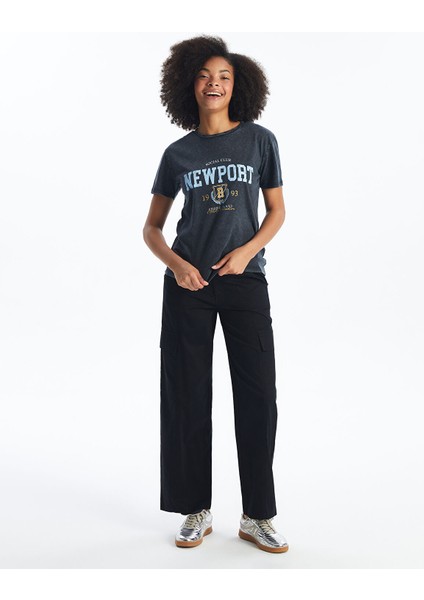 Yeni Sezon Bisiklet Yaka Baskılı Kısa Kollu Kadın Tişört fiyatları