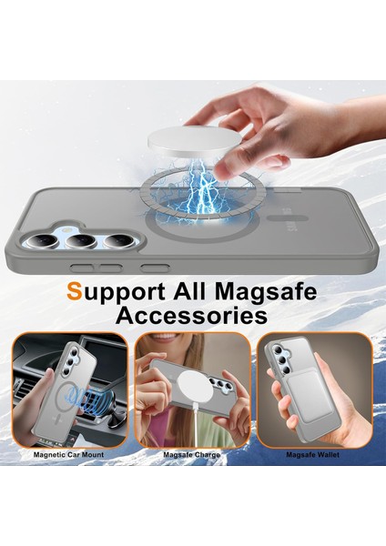 Samsung Galaxy S25 Uyumlu Kamera Lens+Ekran Koruyucu Magsafe Şarj Destekli Iz Tutmaz Mat Kapak fiyatları