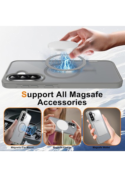 Samsung Galaxy A36 Uyumlu Kamera Lens+Ekran Koruyucu Magsafe Şarj Destekli Iz Tutmaz Mat Kapak fiyatları