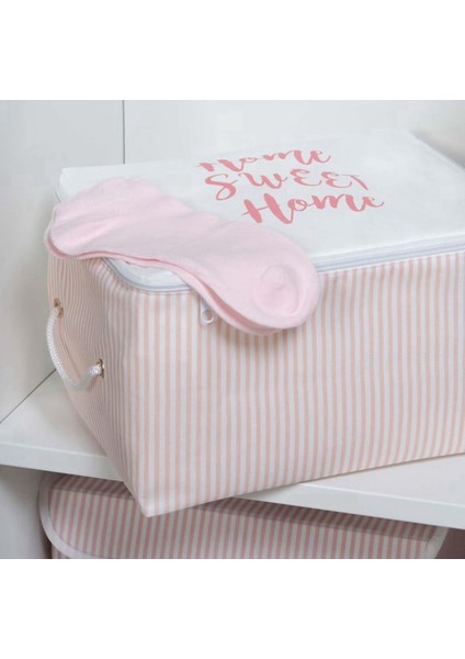 2’li Pudra Pembe Çizgili Kumaş Bebek Hurcu – 30X22X18 cm Düzenleyici Kutu Seti fiyatları