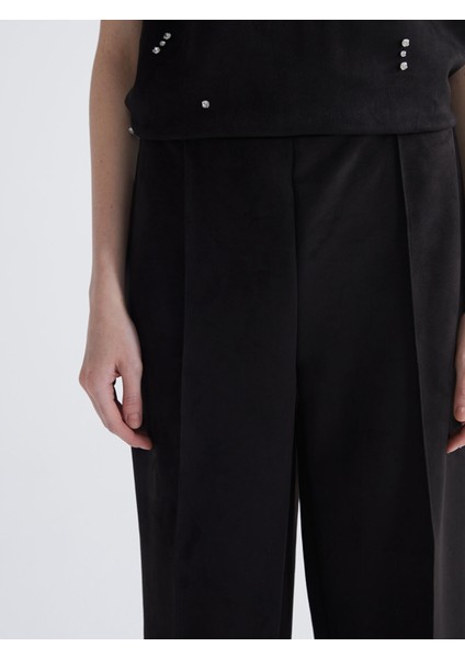 Yeni Sezon Beli Lastikli Kadın Süet Pantolon modelleri