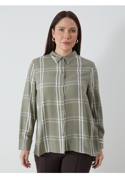 Yeni Sezon Uzun Kollu Ekose Gabardin Kadın Gömlek fiyatları