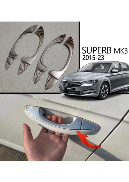 Skoda Superb Krom Kapı Kolu Şapkası - Superb Aksesuar Modifiye