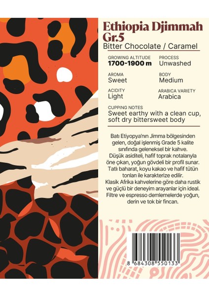 Ethiopia Djimmah Gr.5 Yöresel Filtre Kahve 250 Gr. fiyatları