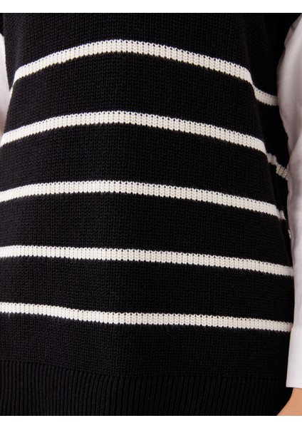 Yeni Sezon Gömlek Yaka Çizgili Oversize Kadın Triko Süveter modelleri