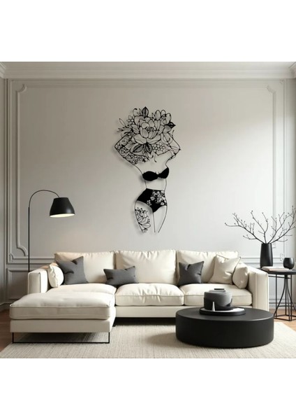 Çiçekli Kadın Silüeti Metal Duvar Dekoru – Feminen Zarafetin Sanatsal Yansıması indirimleri