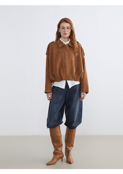 Yeni Sezon Gömlek Yaka Oversize Kadın Süet Görünümlü Ceket fiyatları