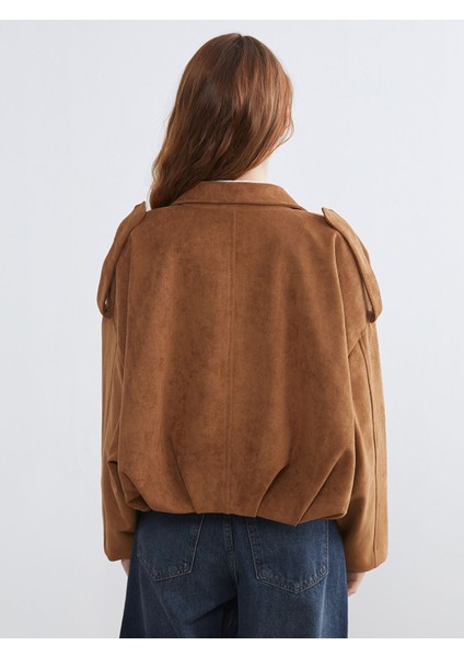 Yeni Sezon Gömlek Yaka Oversize Kadın Süet Görünümlü Ceket indirimleri