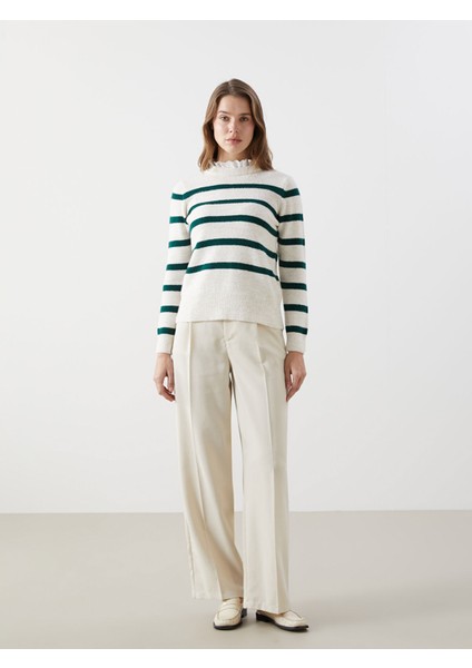 Yeni Sezon Dik Yaka Çizgili Kadın Triko Kazak fiyatları