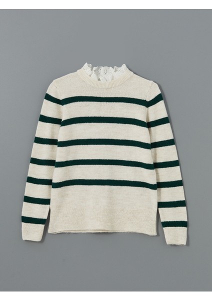 Yeni Sezon Dik Yaka Çizgili Kadın Triko Kazak indirimleri