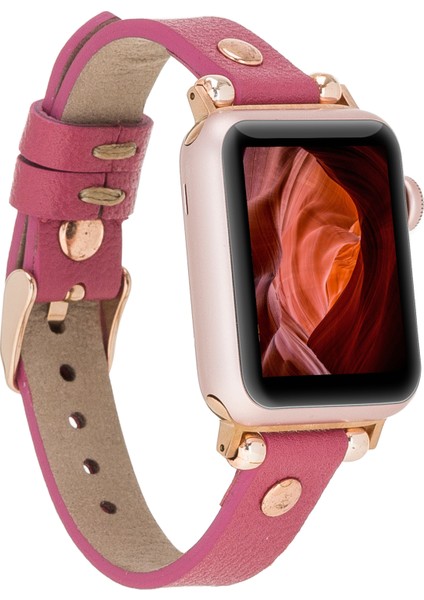 Apple Watch Uyumlu Deri Kordon 38-40-41MM Rt Cp4 Fuşya