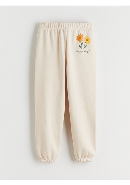 Yeni Sezon Beli Lastikli Çiçekli Kız Çocuk Jogger Eşofman Alt 2'li indirimleri