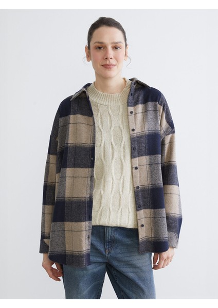 Yeni Sezon Ekose Oversize Kadın Gömlek