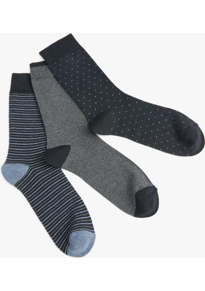 Çizgili 3'lü Soket Çorap Seti Çok Renkli