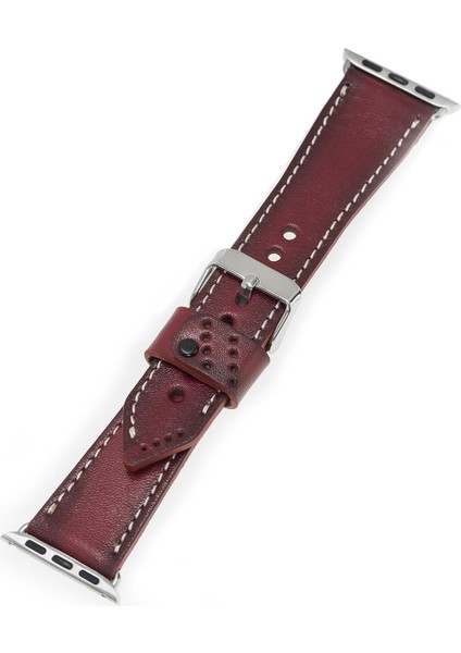 Apple Watch Uyumlu Deri Kordon 42-44-45MM SM25 Bordo modelleri