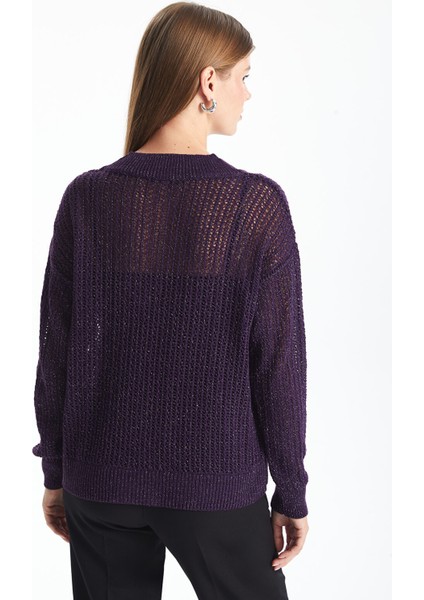 Yeni Sezon V Yaka Ajurlu Uzun Kollu Kadın Triko Kazak fırsatları