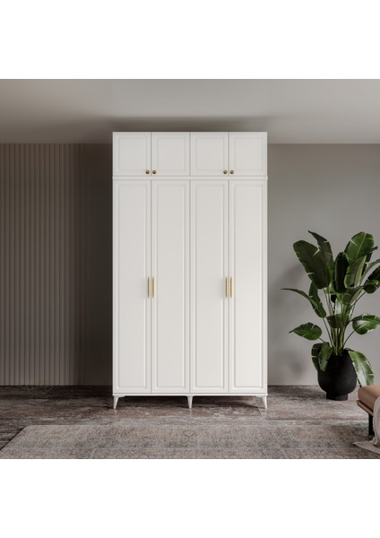 Milas Gold 4 Kapaklı Komple Mdf Ayaklı Yüklüklü Gardırop - Elbise Dolabı -Yüklük Dolabı fiyatları