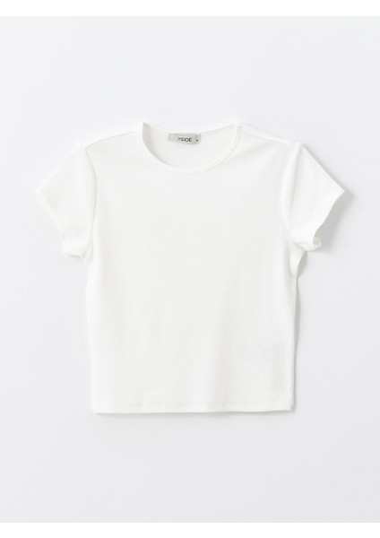 Yeni Sezon Bisiklet Yaka Düz Kısa Kollu Kadın Tişört