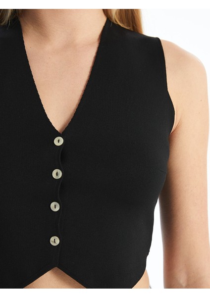 Yeni Sezon V Yaka Kadın Triko Yelek modelleri