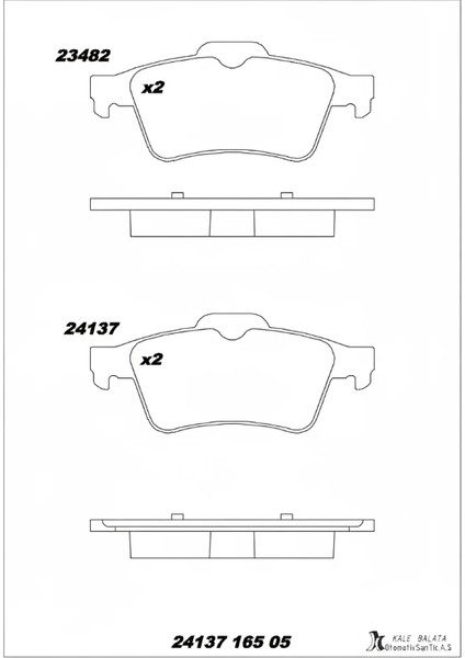Ford Focus 2004>2012 Arka Fren Balatası | Kalebalata 24137 165 05 - MEAV6J 2M008 Aa