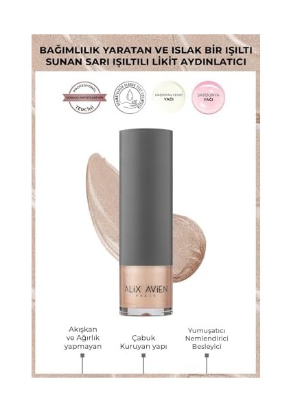 Alıx Avıen Pembe Işıltılı Likit Aydınlatıcı - Liquid Highlighter 101 Yüz & Vücut Için - 30 ml fiyatları