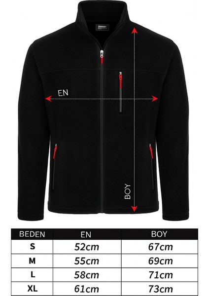 Erkek Tam Fermuarlı 3 Cepli Siyah Polar fırsatları