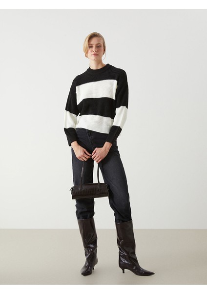 Yeni Sezon Bisiklet Yaka Renk Bloklu Oversize Kadın Triko Kazak fiyatları