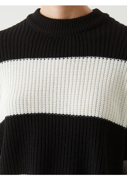 Yeni Sezon Bisiklet Yaka Renk Bloklu Oversize Kadın Triko Kazak modelleri