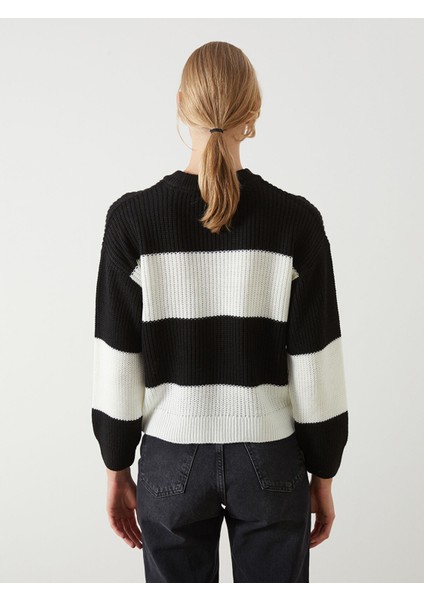 Yeni Sezon Bisiklet Yaka Renk Bloklu Oversize Kadın Triko Kazak fırsatları