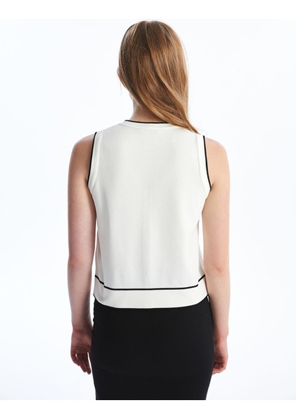 Yeni Sezon Kadın Bisiklet Yaka Düz Triko Yelek fırsatları