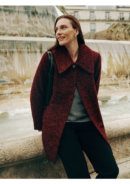 Yeni Sezon Ceket Yaka Kadın Kaşe Kaban