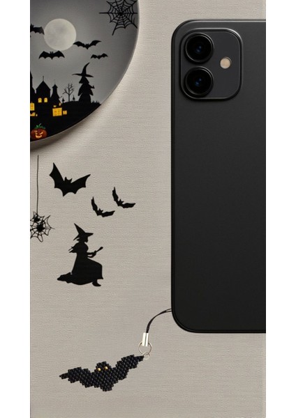 Miyuki Boncuk El Yapımı Yarasa Telefon Çarmı - Charm Halloween Cadılar Bayramı