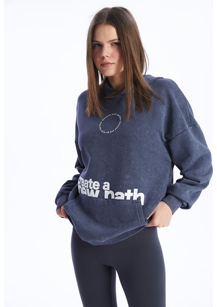 Yeni Sezon Baskılı Uzun Kollu Oversize Kadın Hoodie