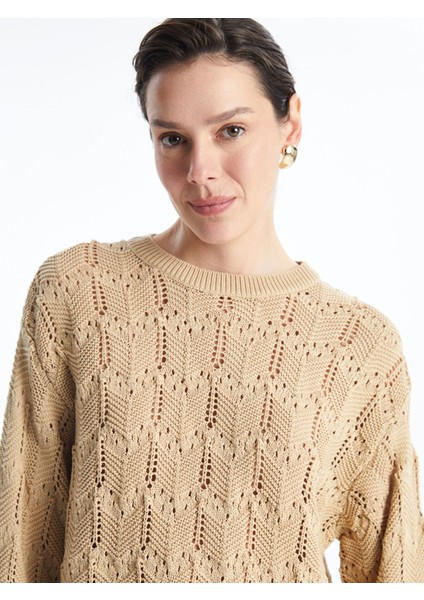 Yeni Sezon Bisiklet Yaka Ajurlu Kadın Triko Kazak