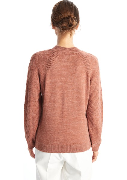 Yeni Sezon Bisiklet Yaka Kendinden Desenli Kadın Triko Kazak fırsatları