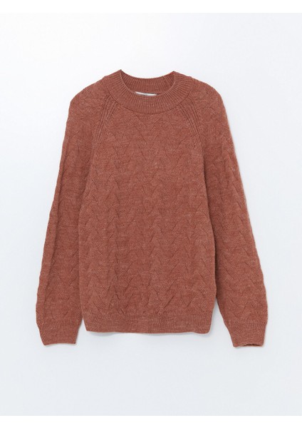 Yeni Sezon Bisiklet Yaka Kendinden Desenli Kadın Triko Kazak indirimleri