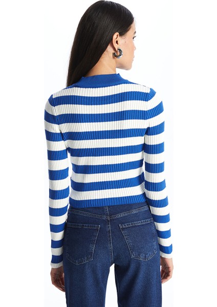 Yeni Sezon Bisiklet Yaka Renk Bloklu Uzun Kollu Kadın Triko Kazak indirimleri