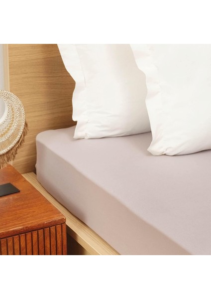 Penye Fitted Çarşaf Tek Kişilik Bej 100X200+30 cm