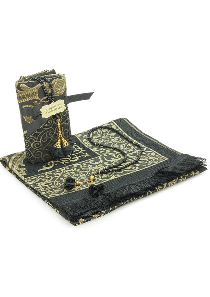 Hediyelik Isme Özel Tesbihli Seccade Seti Siyah modelleri