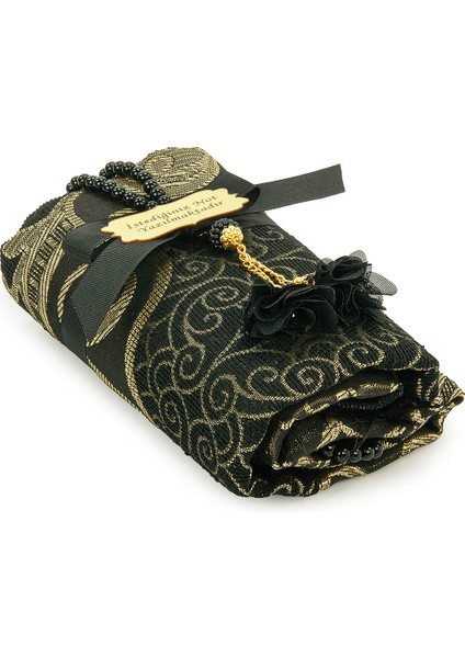 Hediyelik Isme Özel Tesbihli Seccade Seti Siyah indirimleri