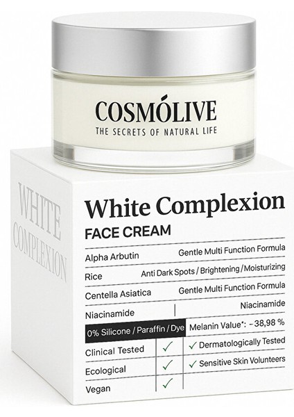 Yüz & Vücut Kremi | Cilt Beyazlatıcı | Leke Karşıtı | Nemlendirici | Cam Kavanoz | Genital Bölge