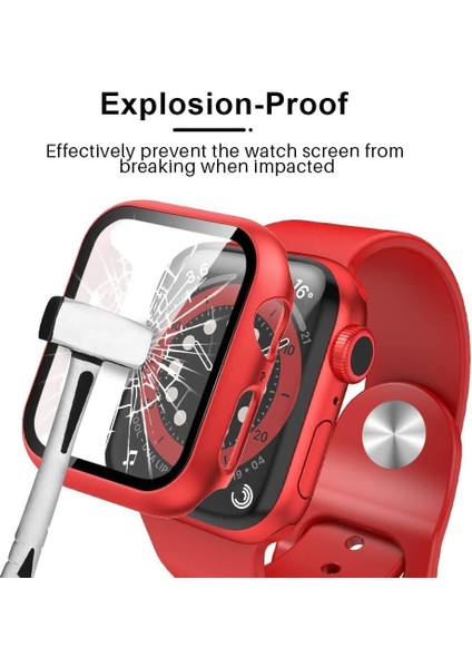 ile Uyumlu Ekran ve Kılıf Bir Arada Kasa Tam Koruma (41MM, Kırmızı) fiyatları