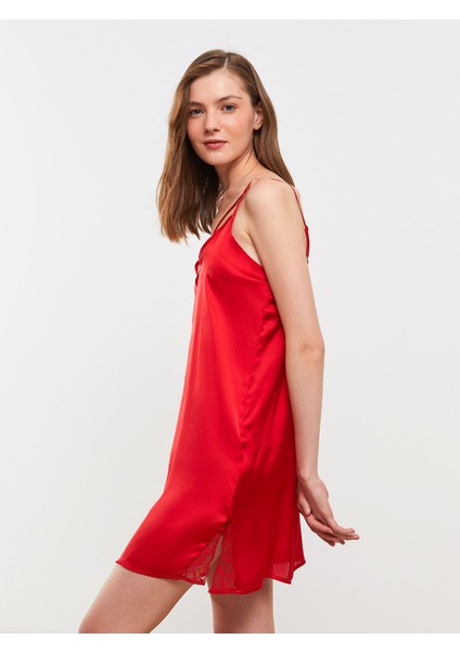 Yeni Sezon V Yaka Askılı Saten Kadın Fantezi Gecelik modelleri