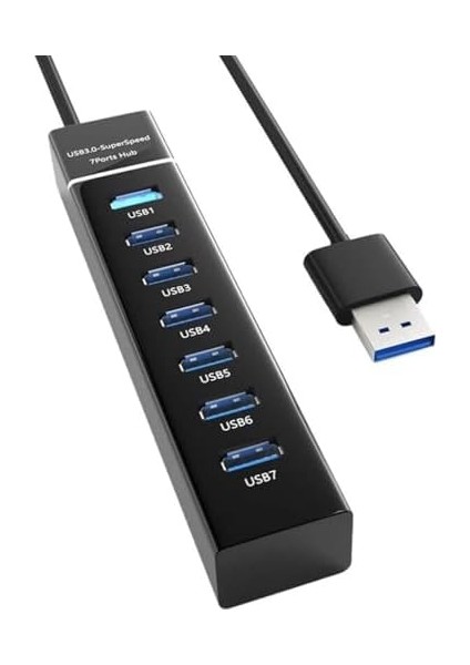 PX-3017 Onezero 1.2 Metre Usb3.0 Hub, 7 Port USB 3.0 Çoklayıcı, USB Çoklayıcı Siyah, 7 Port USB Hub modelleri