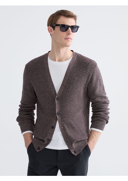 Yeni Sezon Standart Kalıp V Yaka Erkek Triko Hırka