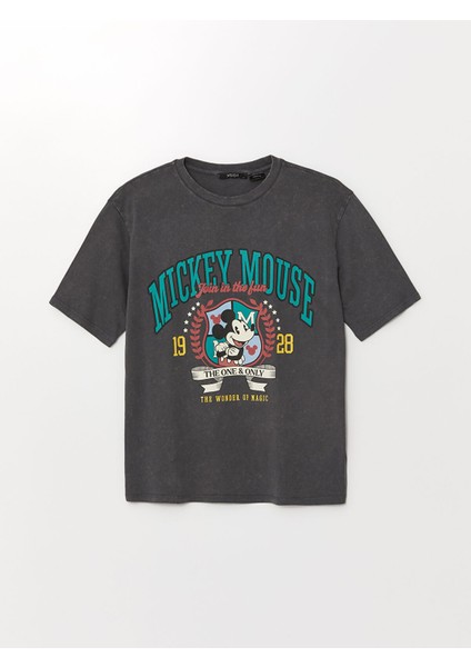 Yeni Sezon Bisiklet Yaka Mickey Mouse Baskılı Kısa Kollu Kadın Tişört indirimleri