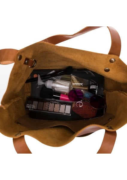 Moon Deri Kadın Çantası Orta Boy G19 Taba modelleri